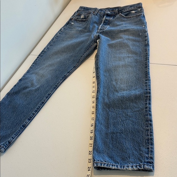 Levi's Premium 501 Button Fly Cropped Straight Leg Jeans medium blue size 27 - Picture 15 of 16